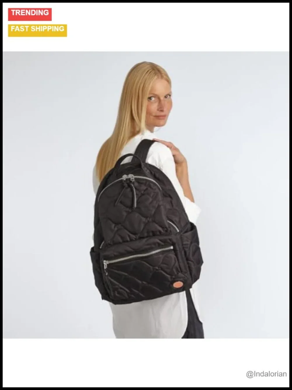 Quilted Nylon Travel Backpack with Laptop Compartment